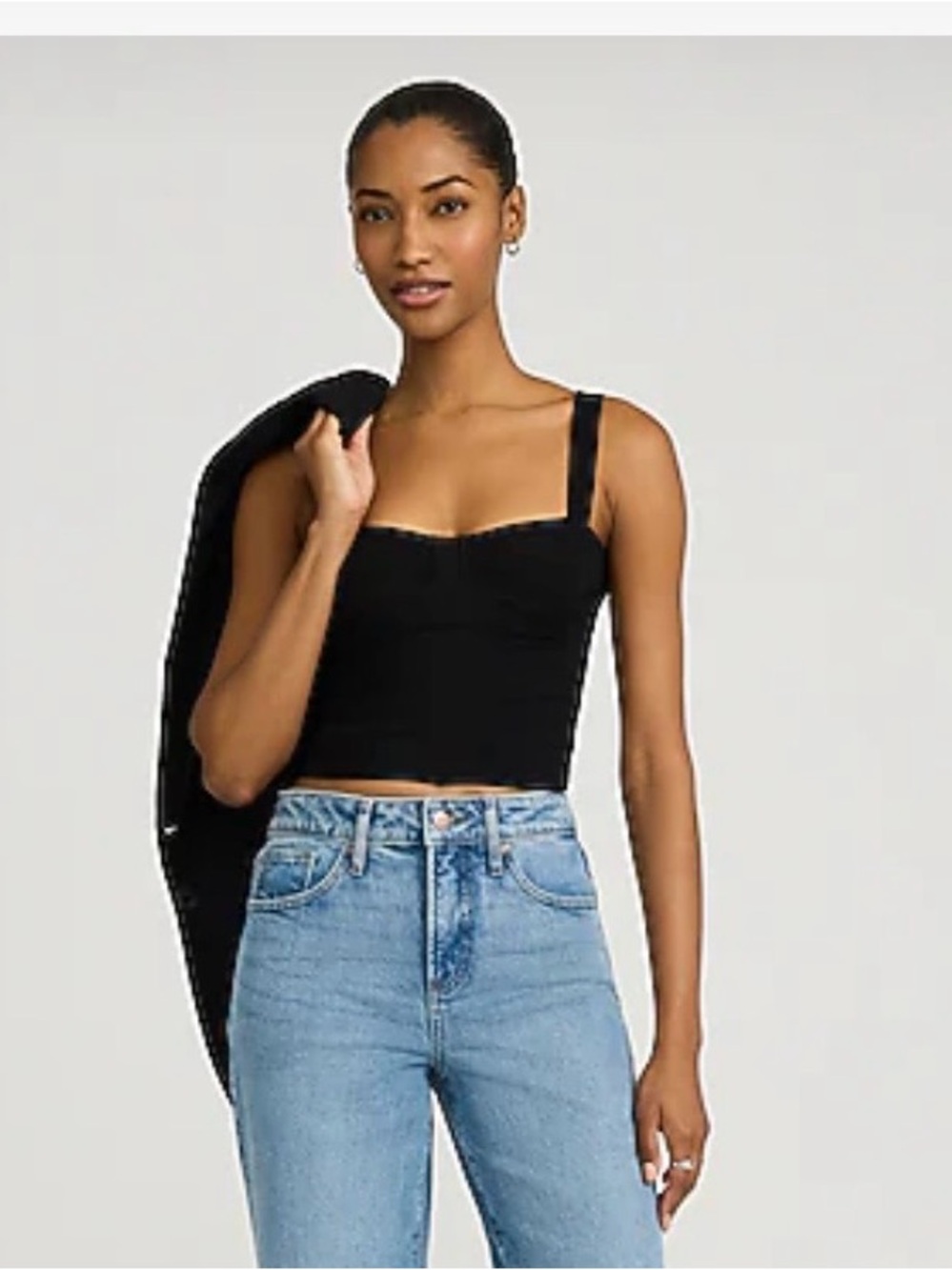 Women’s Black Square-Neck Crop Tank Top